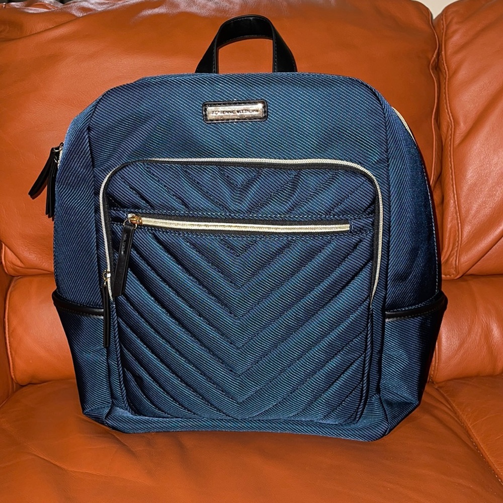 NWT ADRIENNE VITTADINI NAVY METALLIC BACKPACK